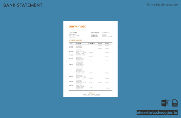 Beispiel eines Kontoauszugs der spanischen Bank Bankinter (Vorschau)